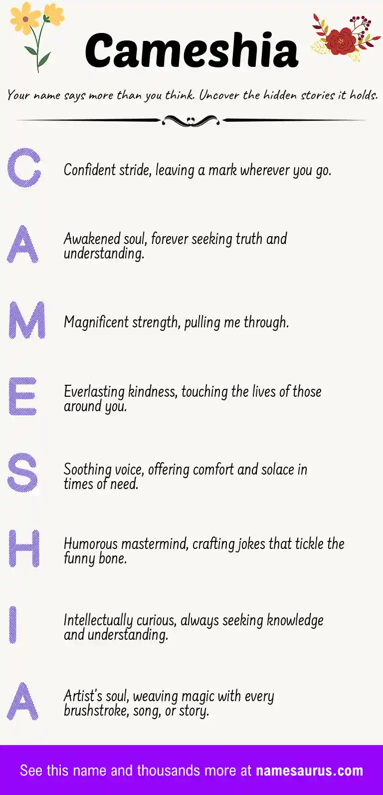 Acrostic poem about Cameshia.
