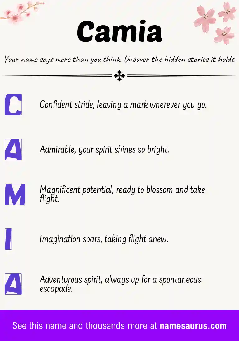 Acrostic poem about Camia.