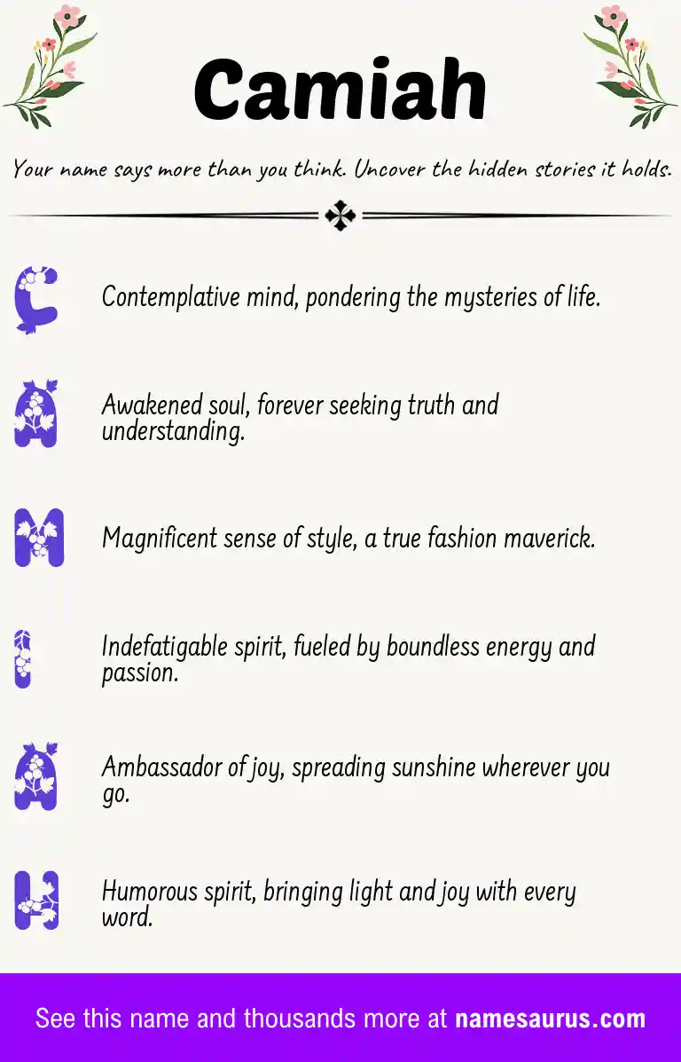 Acrostic poem about Camiah.