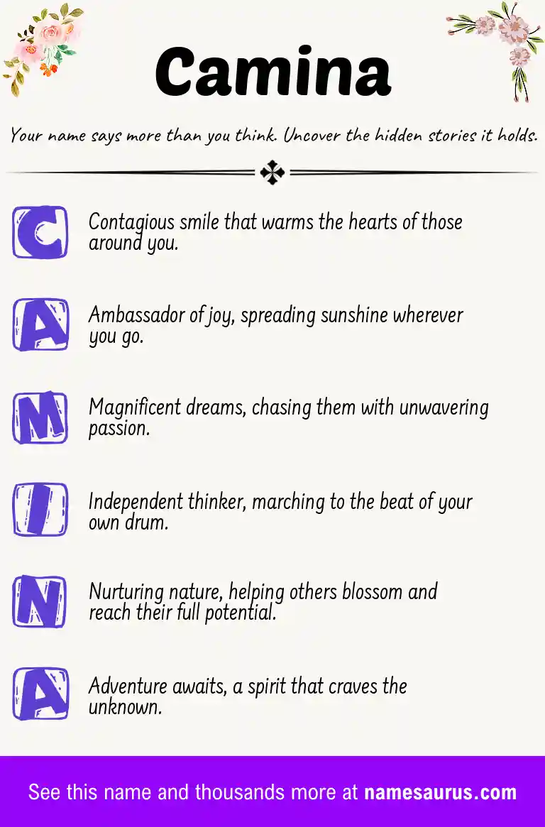 Acrostic poem about Camina.