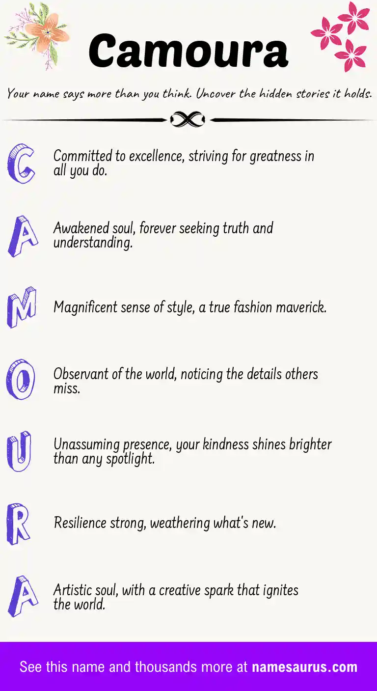 Acrostic poem about Camoura.
