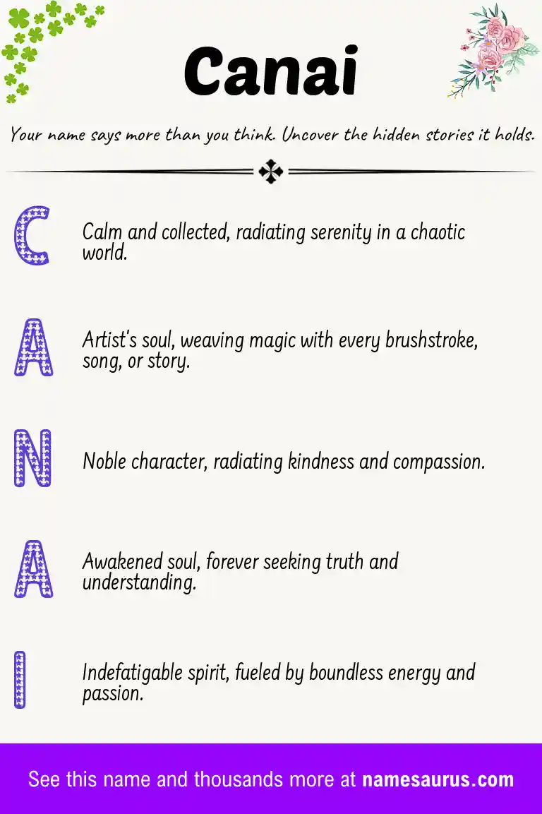 Acrostic poem about Canai.