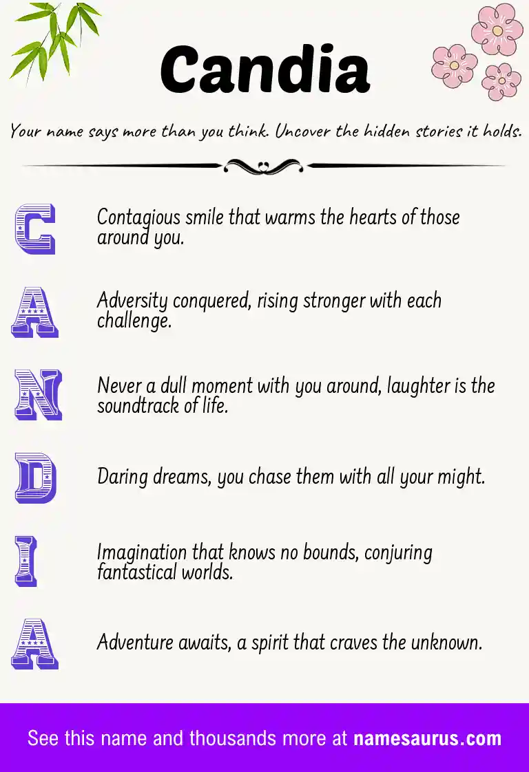 Acrostic poem about Candia.
