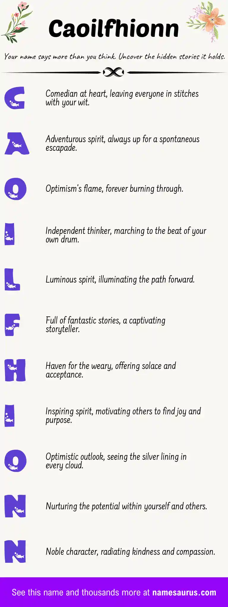 Acrostic poem about Caoilfhionn.