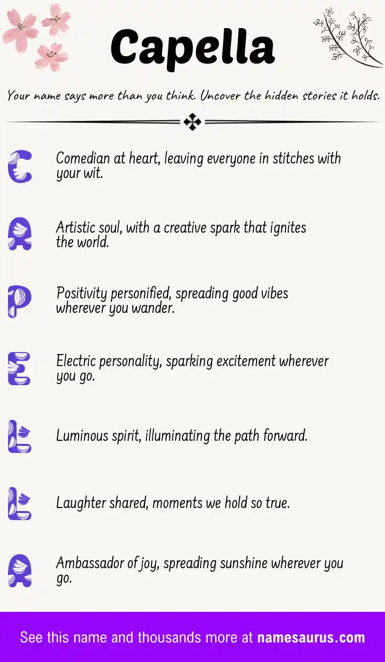 Acrostic poem about Capella.