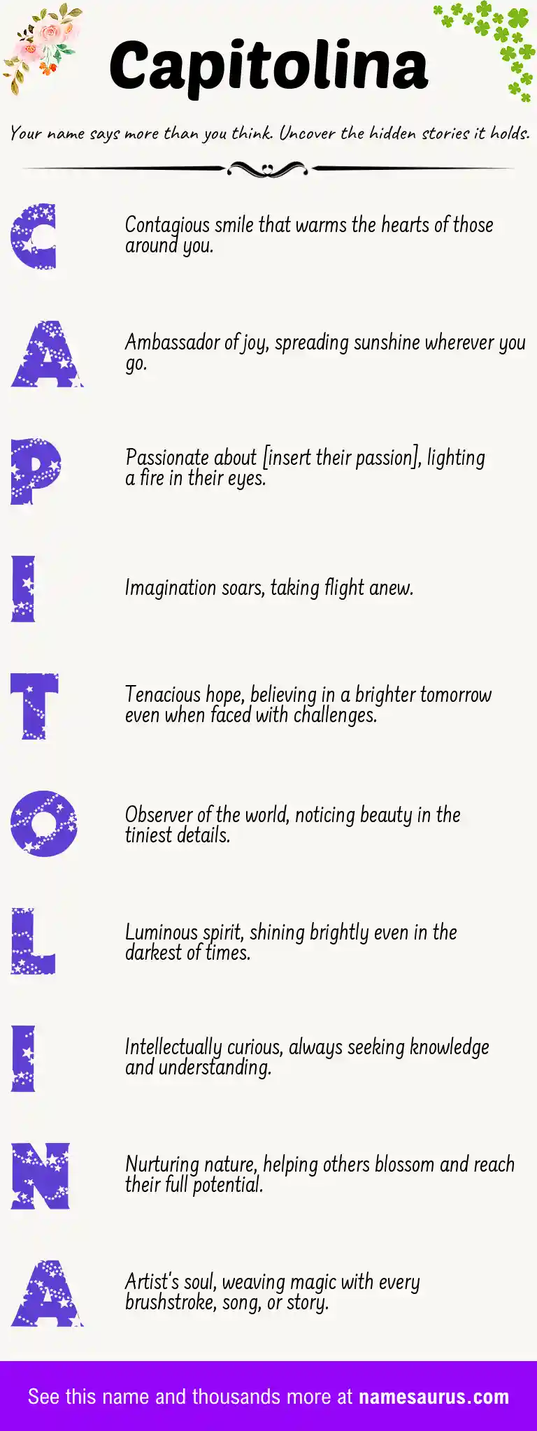 Acrostic poem about Capitolina.