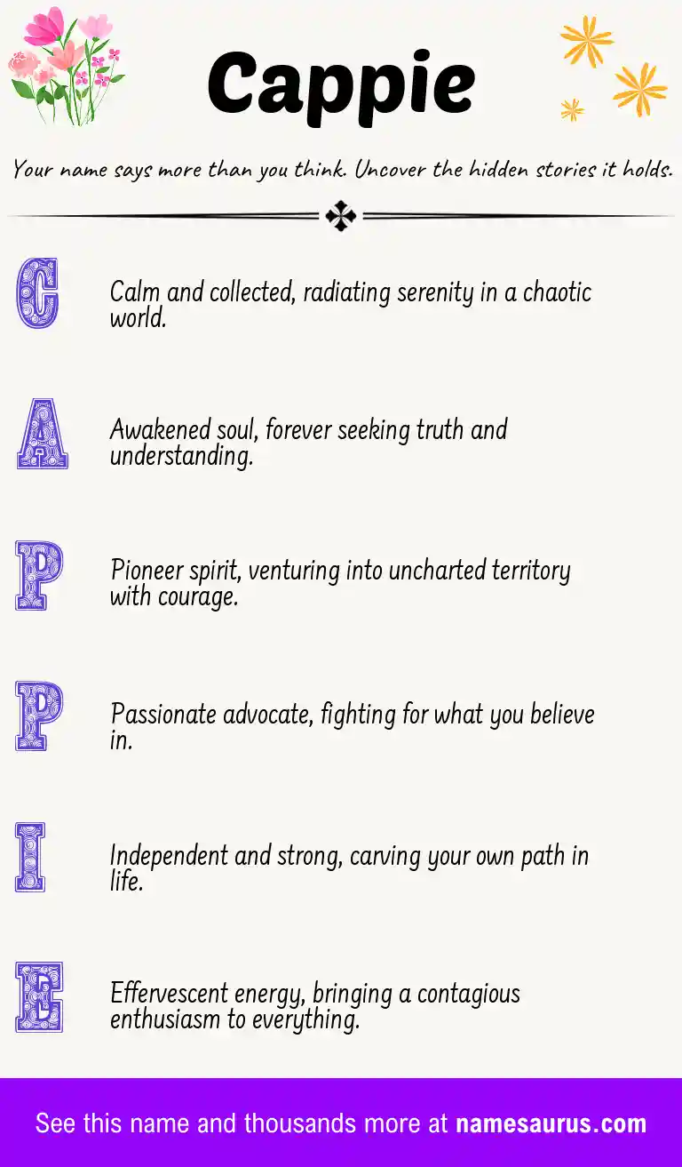 Acrostic poem about Cappie.