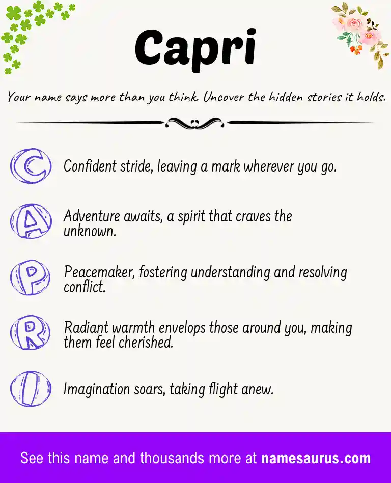 Acrostic poem about Capri.