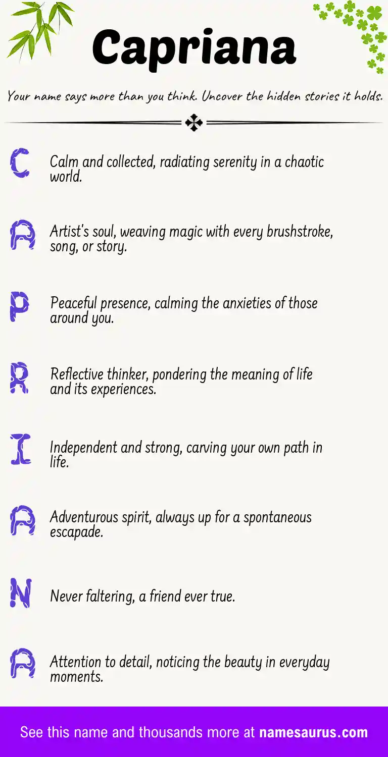 Acrostic poem about Capriana.