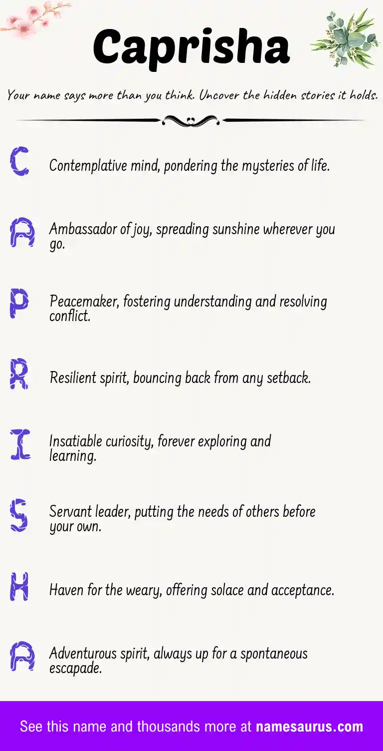 Acrostic poem about Caprisha.