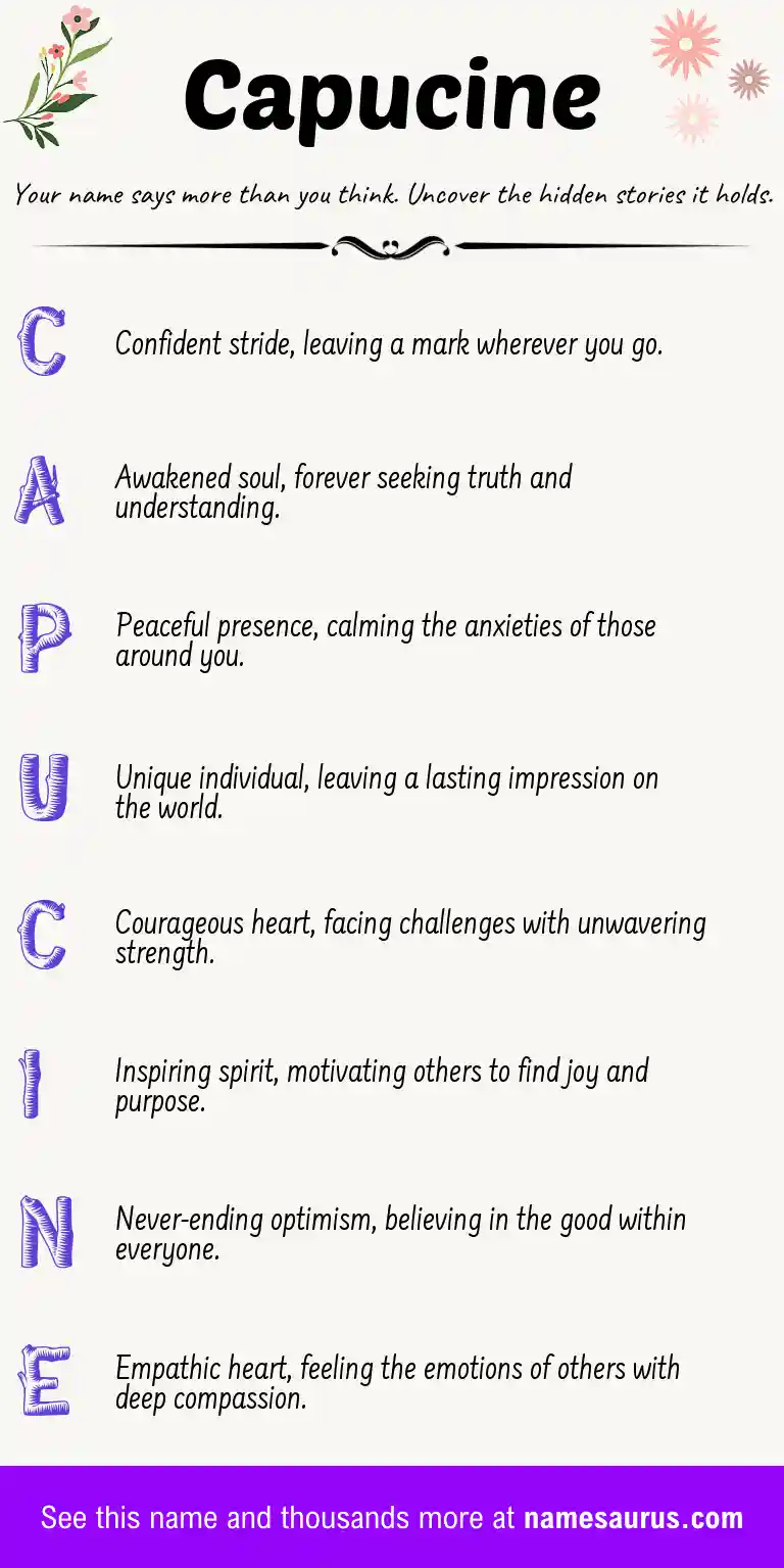 Acrostic poem about Capucine.