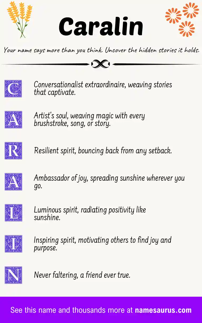 Acrostic poem about Caralin.