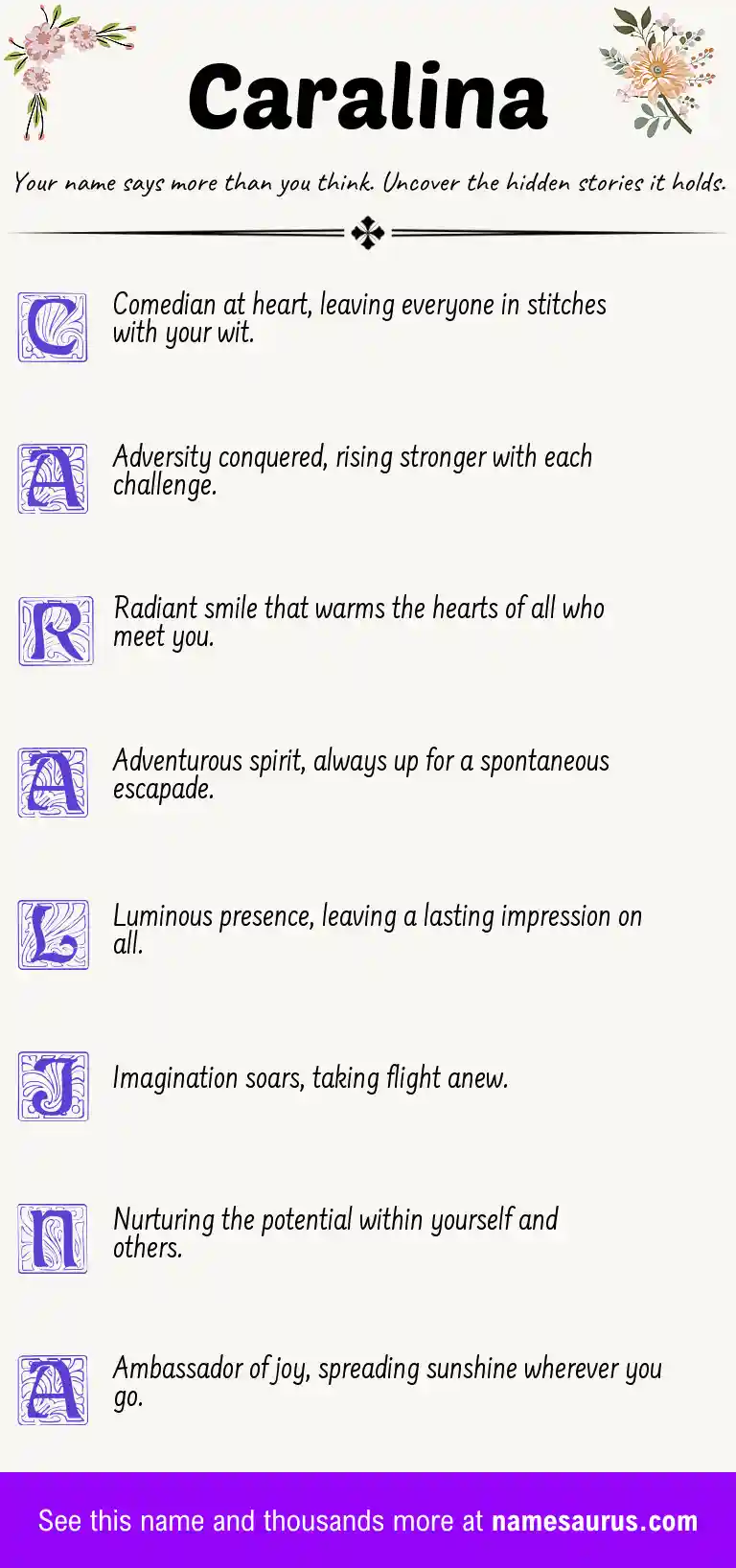 Acrostic poem about Caralina.