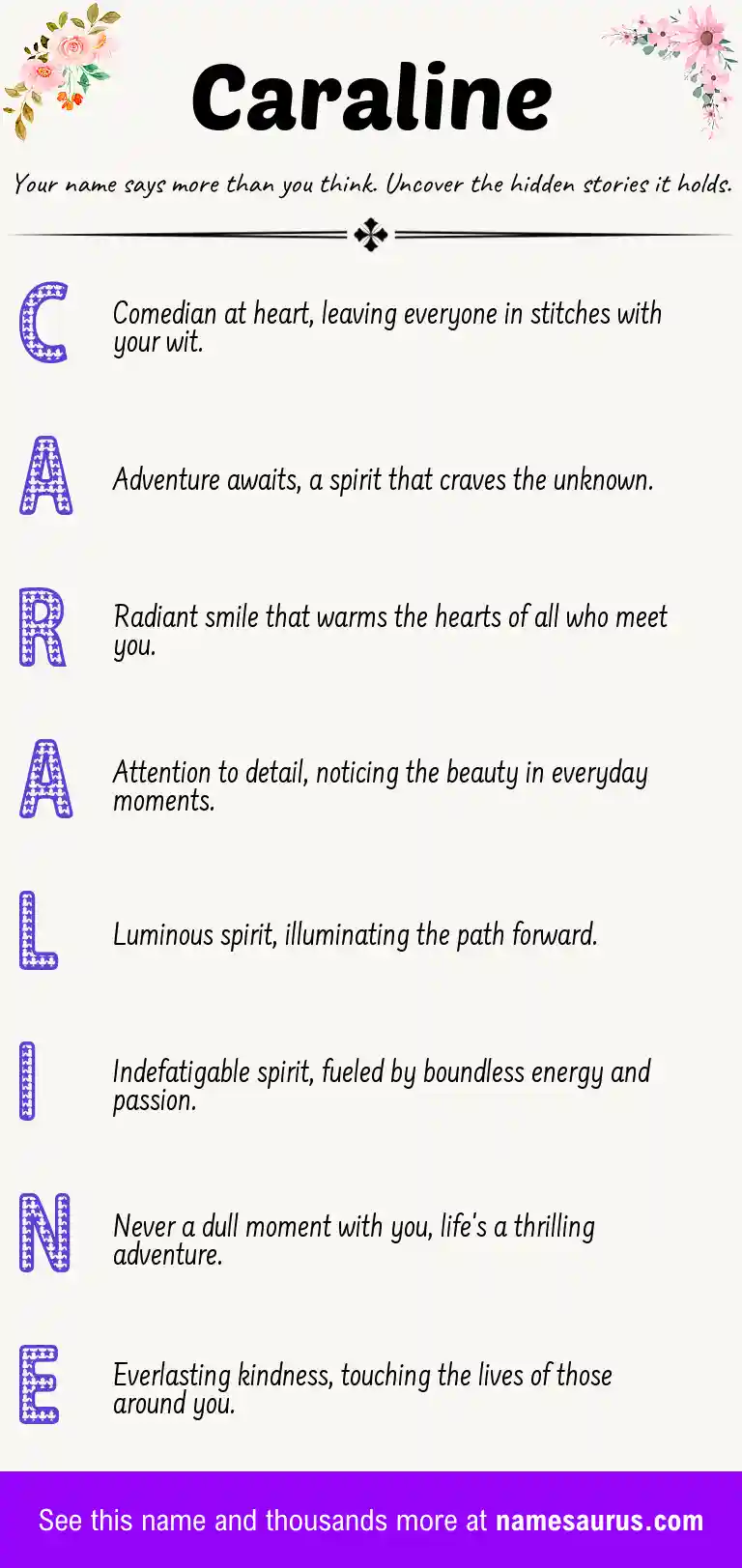 Acrostic poem about Caraline.