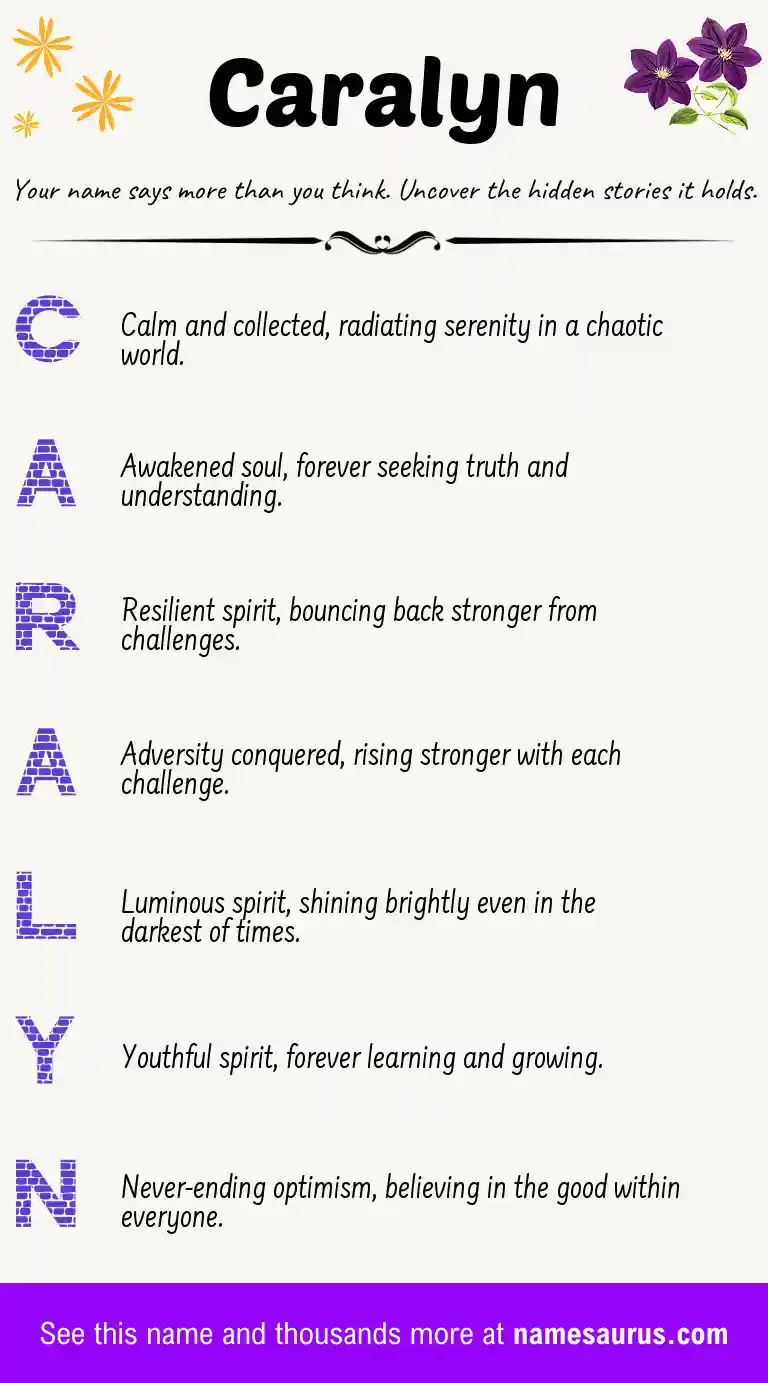 Acrostic poem about Caralyn.
