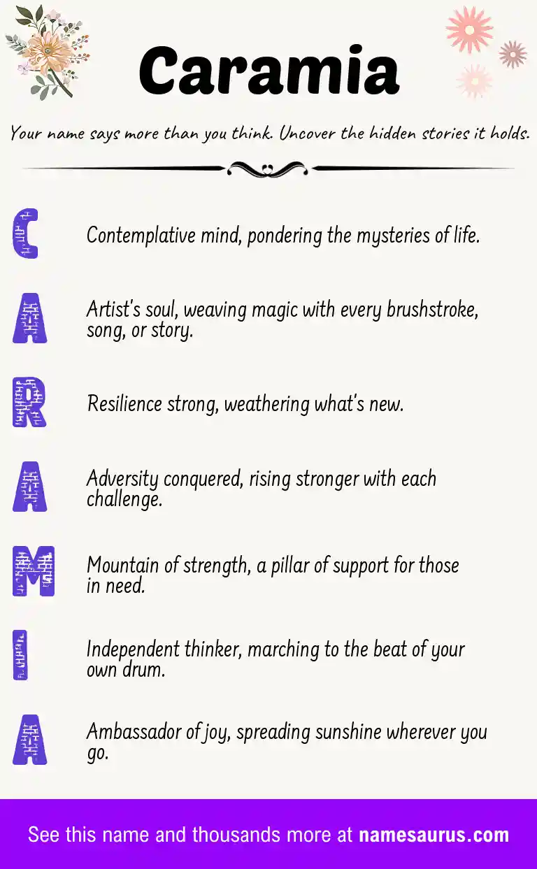 Acrostic poem about Caramia.