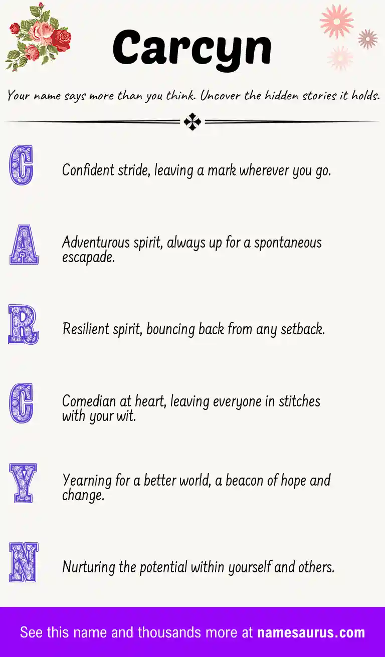 Acrostic poem about Carcyn.