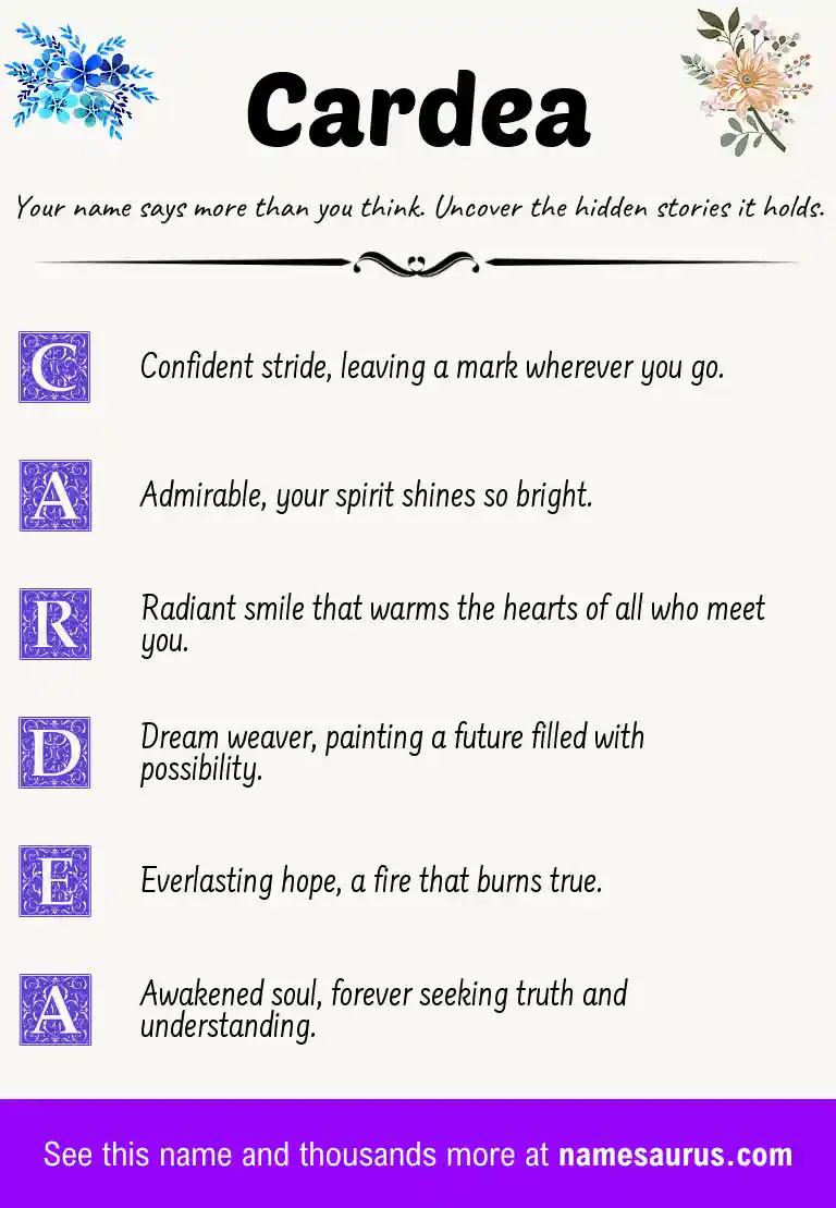 Acrostic poem about Cardea.