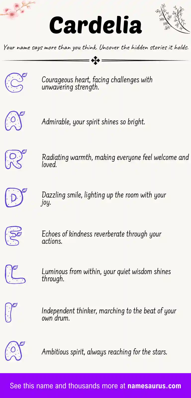 Acrostic poem about Cardelia.