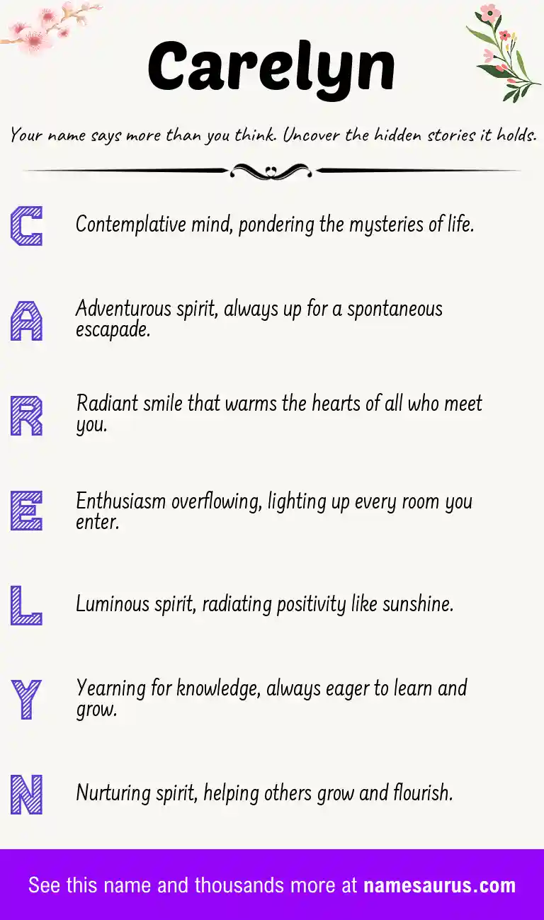 Acrostic poem about Carelyn.