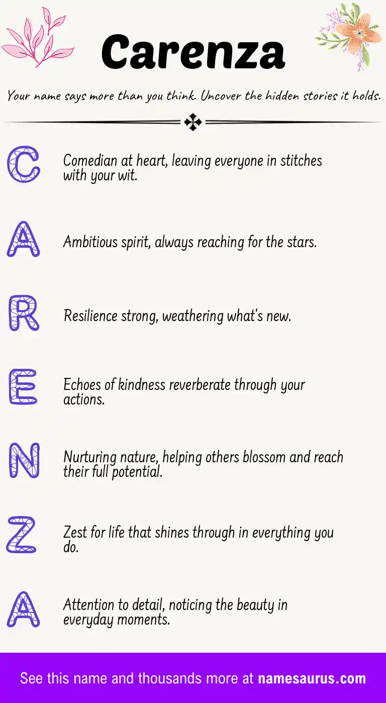 Acrostic poem about Carenza.