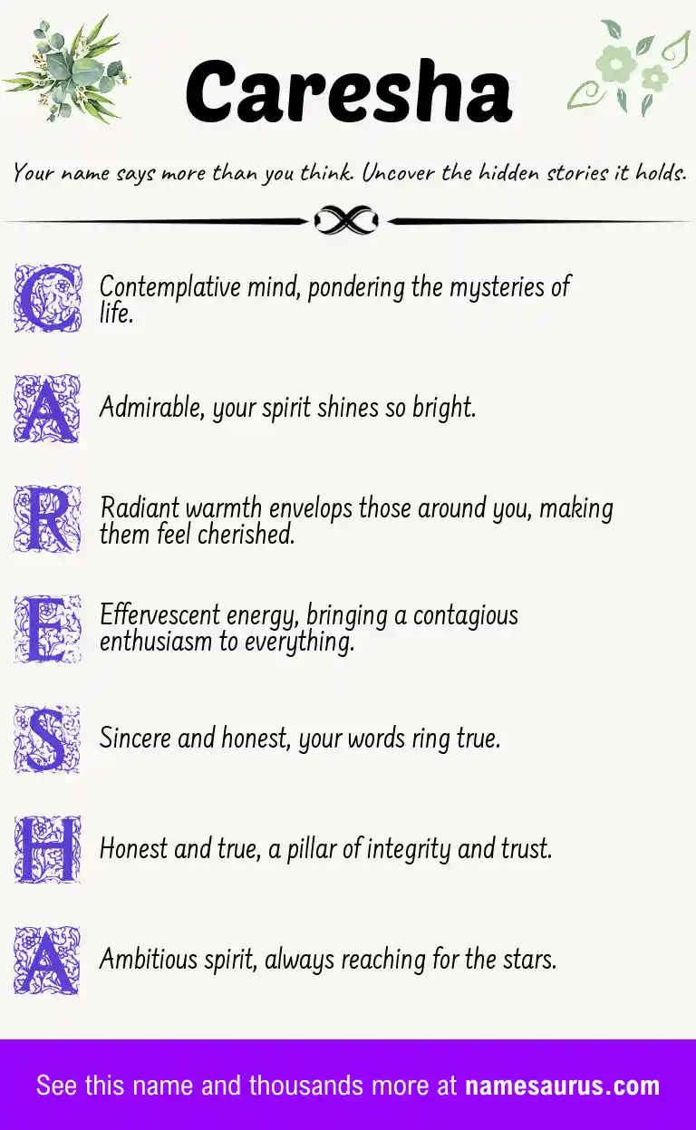 Acrostic poem about Caresha.