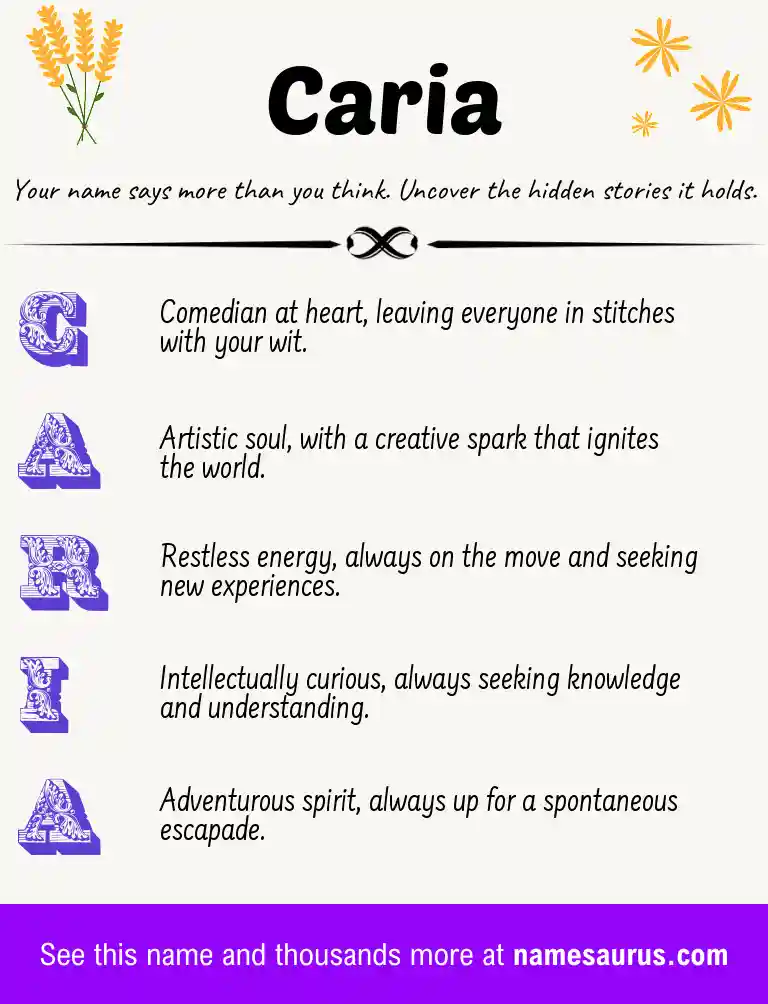 Acrostic poem about Caria.