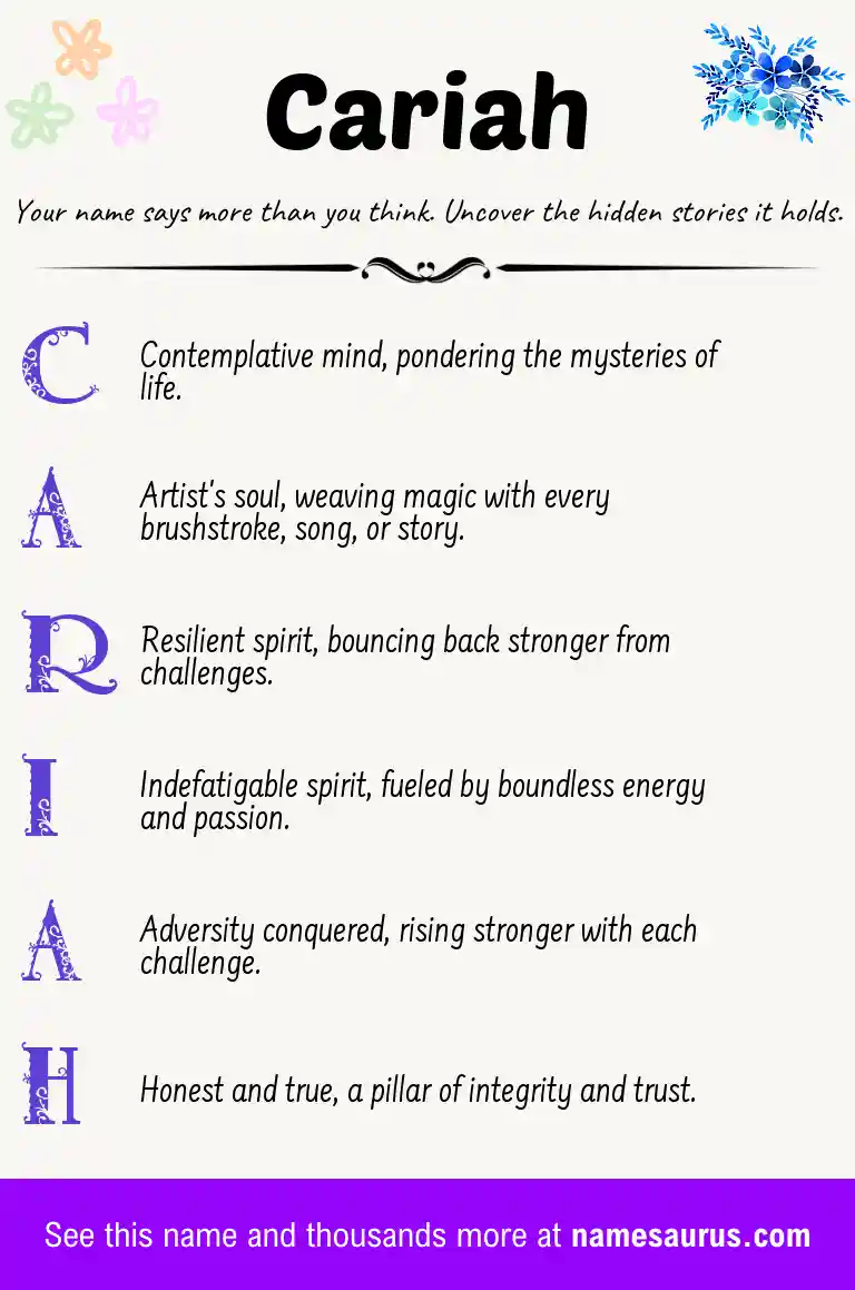 Acrostic poem about Cariah.