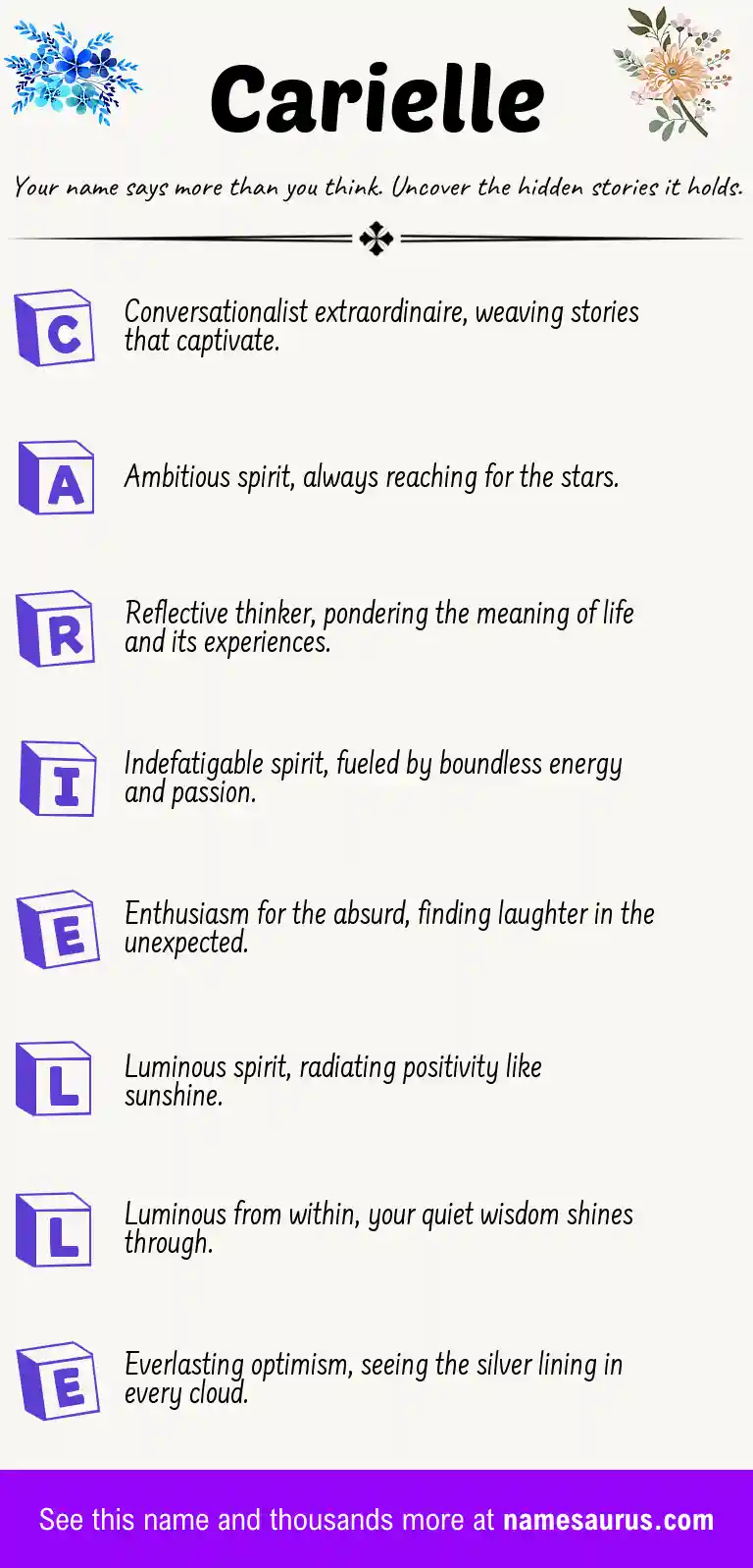 Acrostic poem about Carielle.