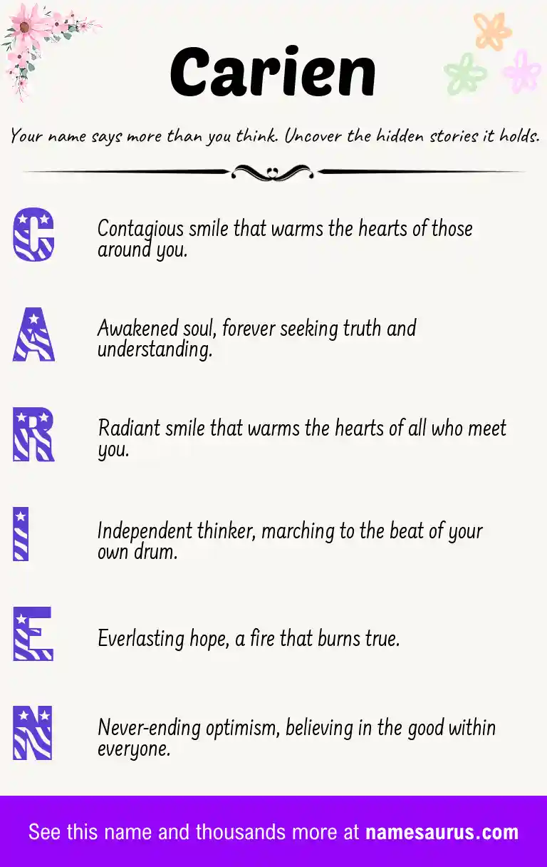Acrostic poem about Carien.