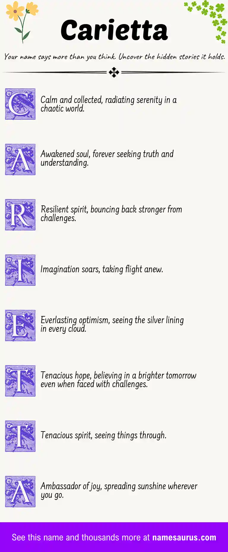 Acrostic poem about Carietta.