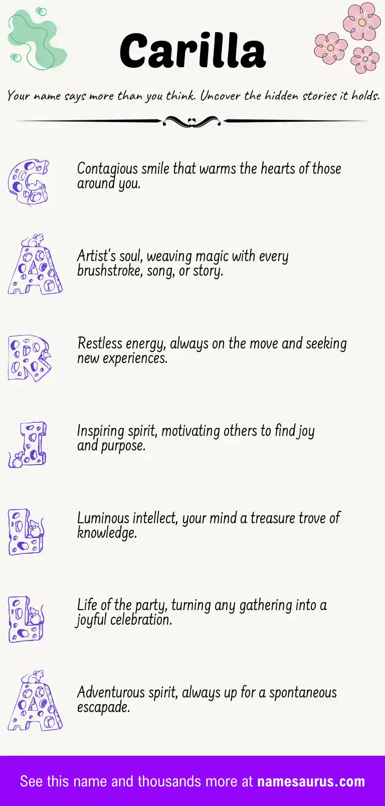 Acrostic poem about Carilla.