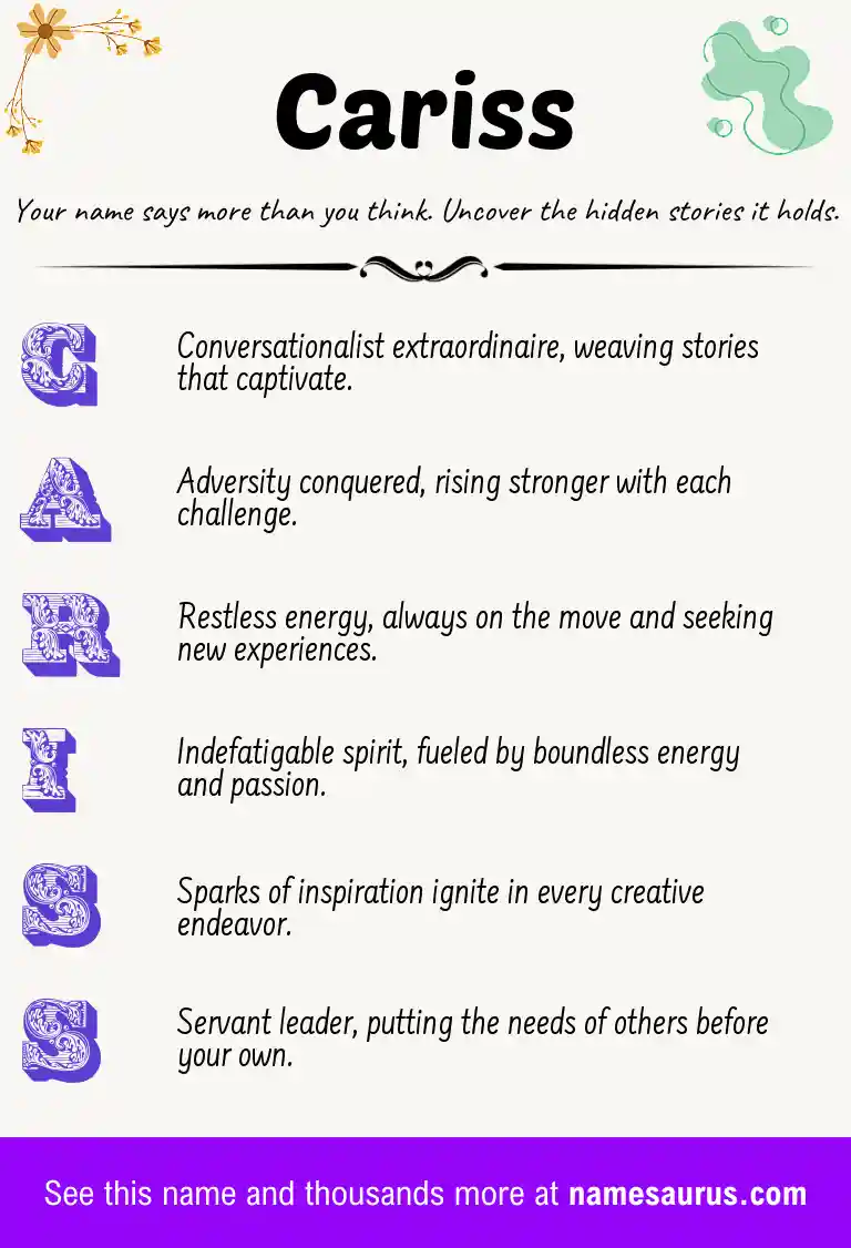 Acrostic poem about Cariss.