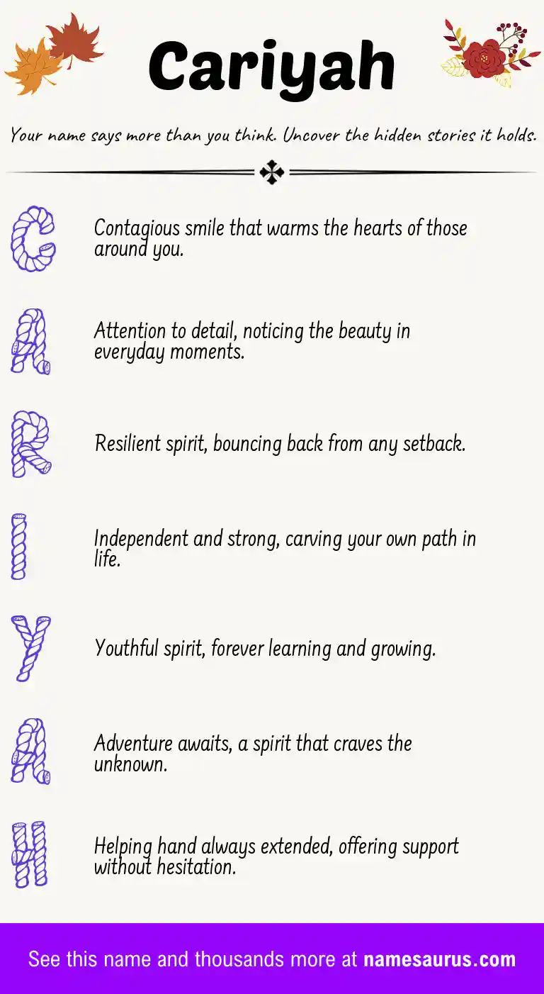 Acrostic poem about Cariyah.