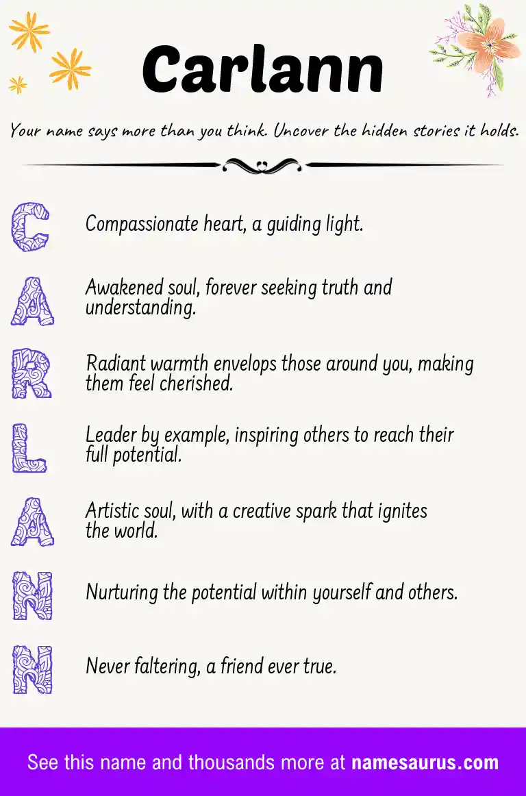 Acrostic poem about Carlann.