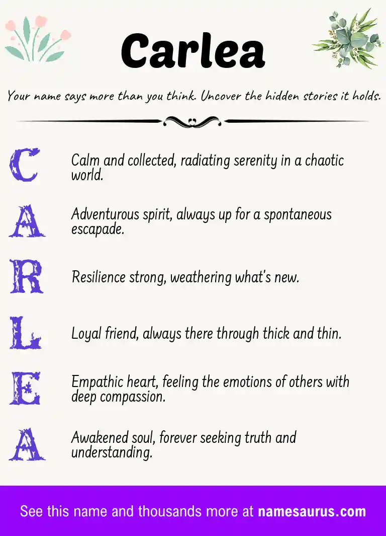 Acrostic poem about Carlea.