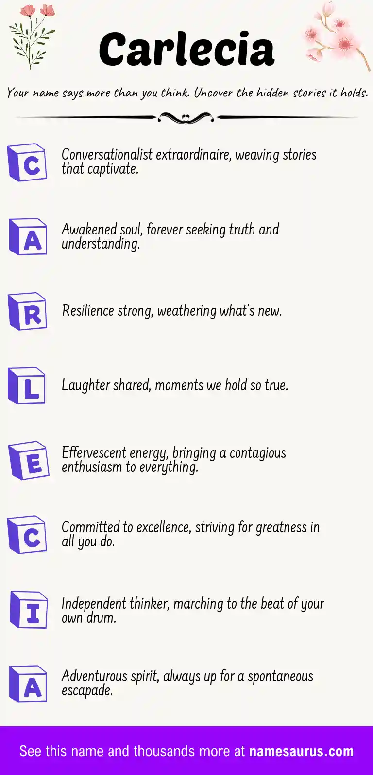 Acrostic poem about Carlecia.