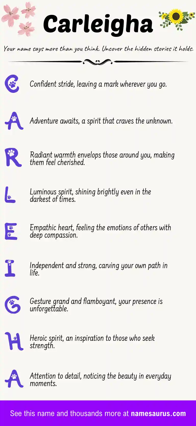 Acrostic poem about Carleigha.