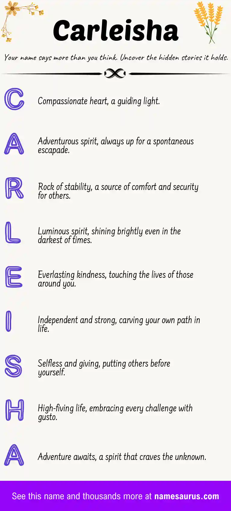 Acrostic poem about Carleisha.