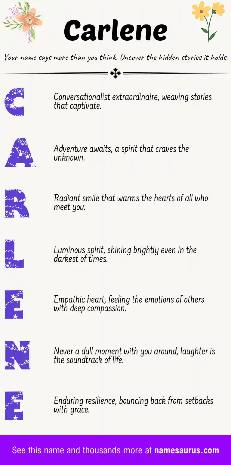 Acrostic poem about Carlene.