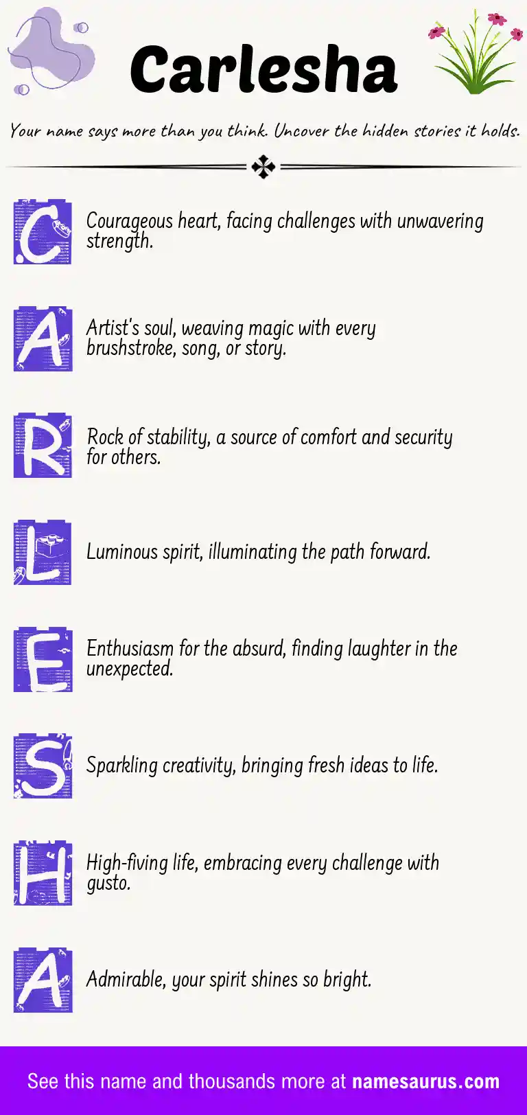 Acrostic poem about Carlesha.