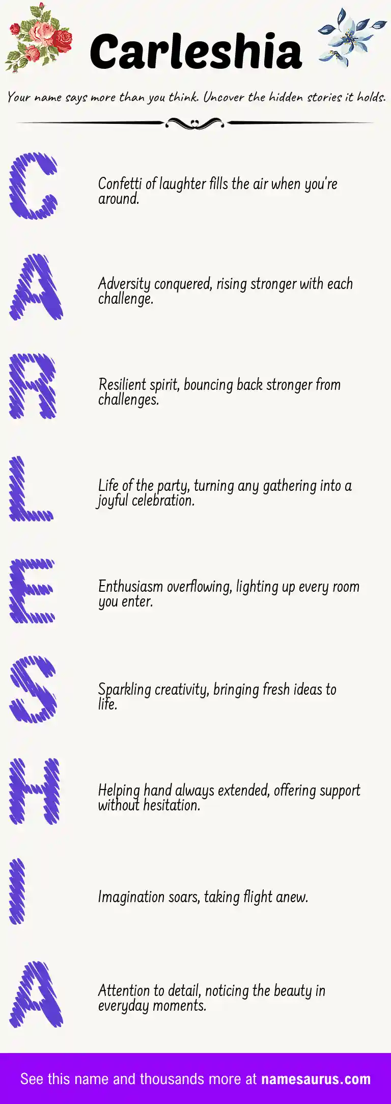 Acrostic poem about Carleshia.