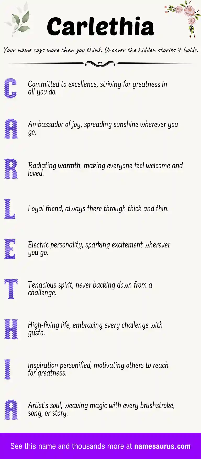 Acrostic poem about Carlethia.
