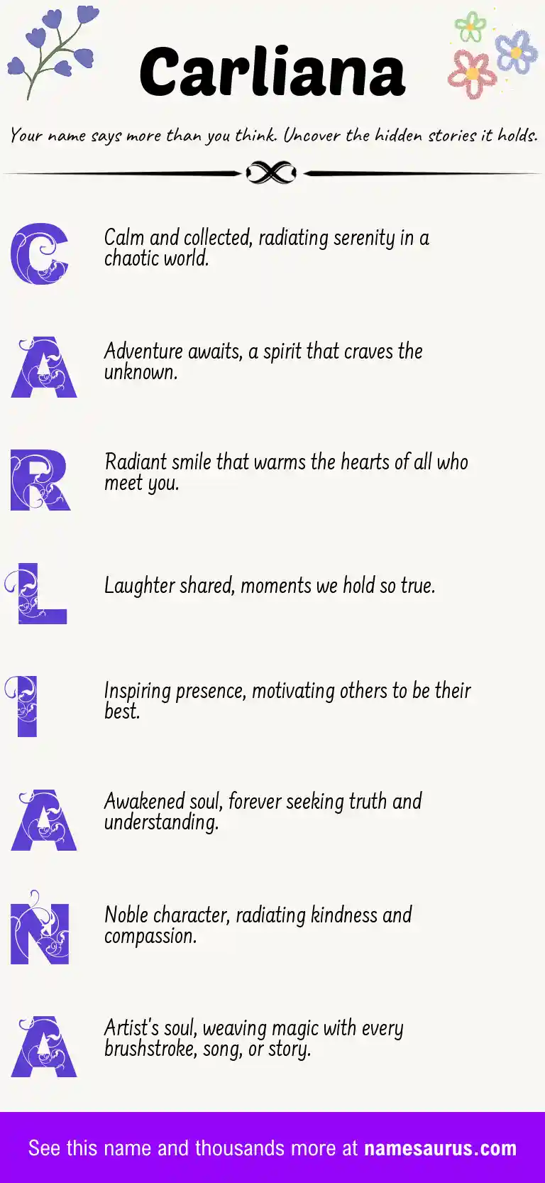Acrostic poem about Carliana.