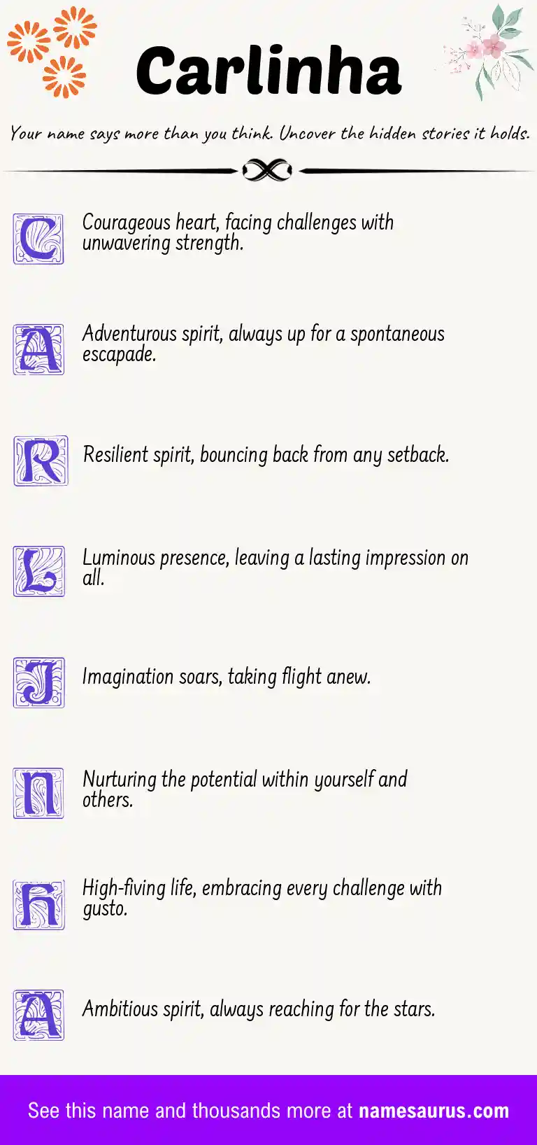 Acrostic poem about Carlinha.