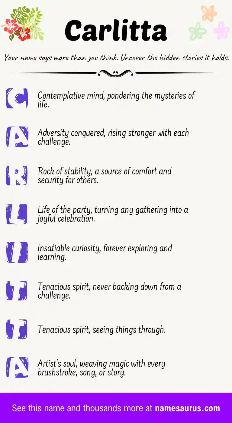 Acrostic poem about Carlitta.