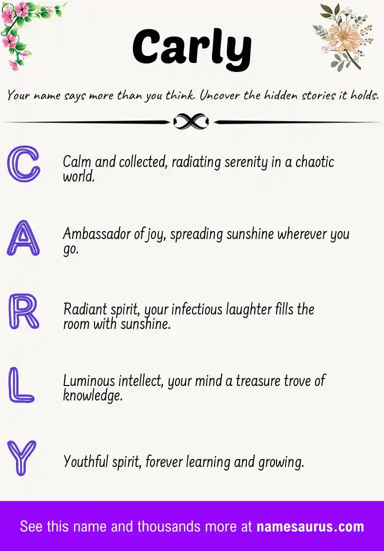 Acrostic poem about Carly.