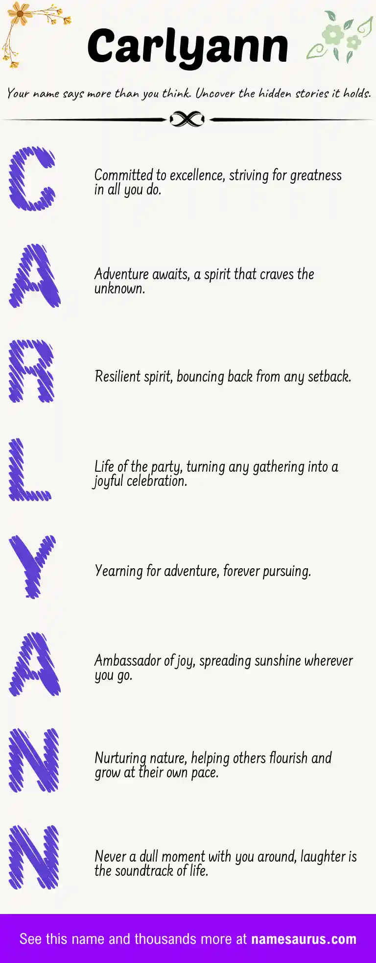 Acrostic poem about Carlyann.