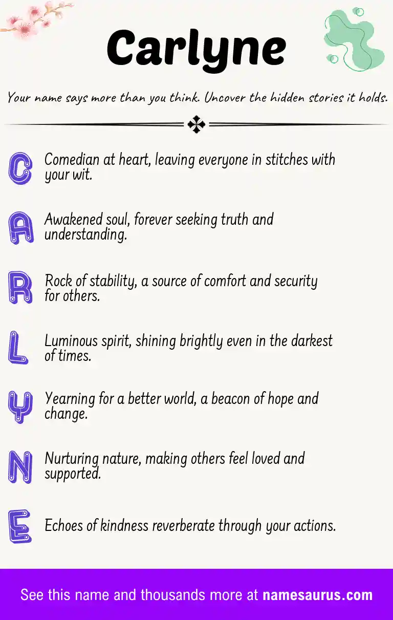 Acrostic poem about Carlyne.