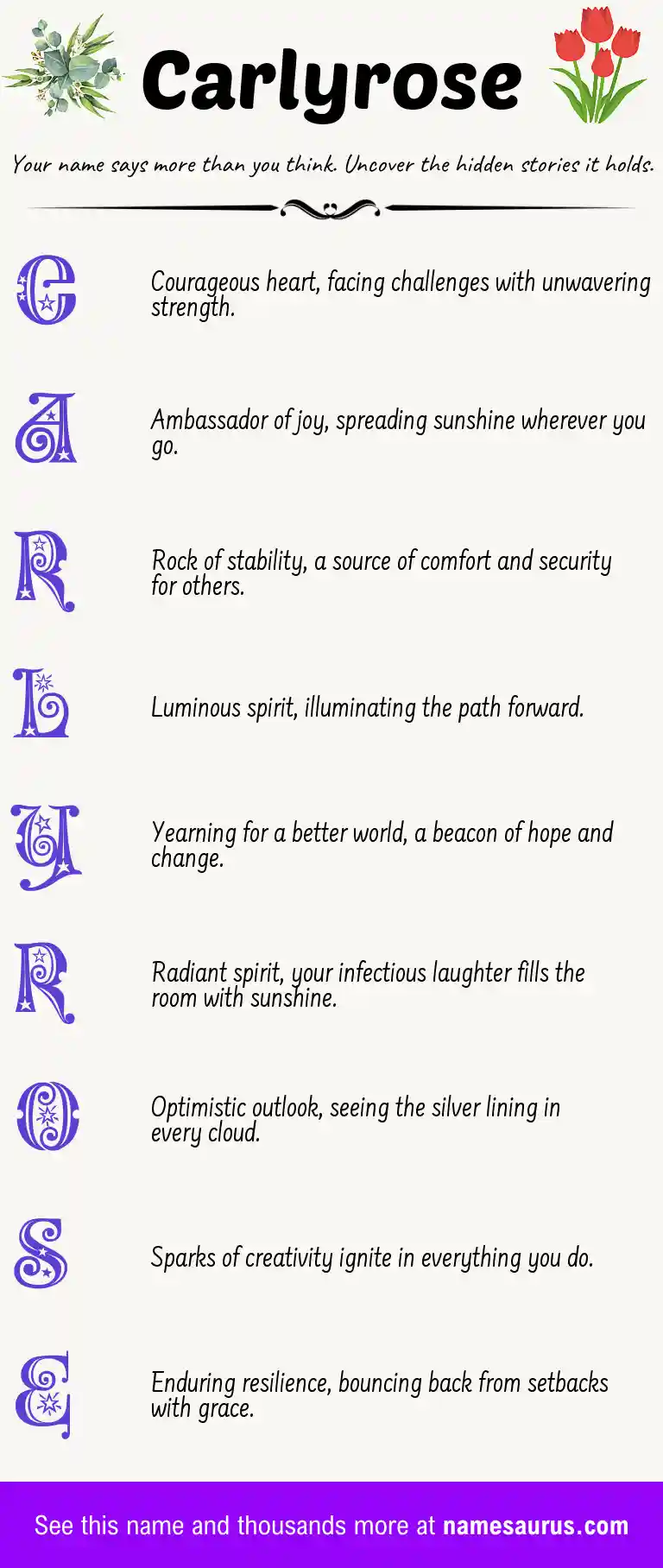 Acrostic poem about Carlyrose.